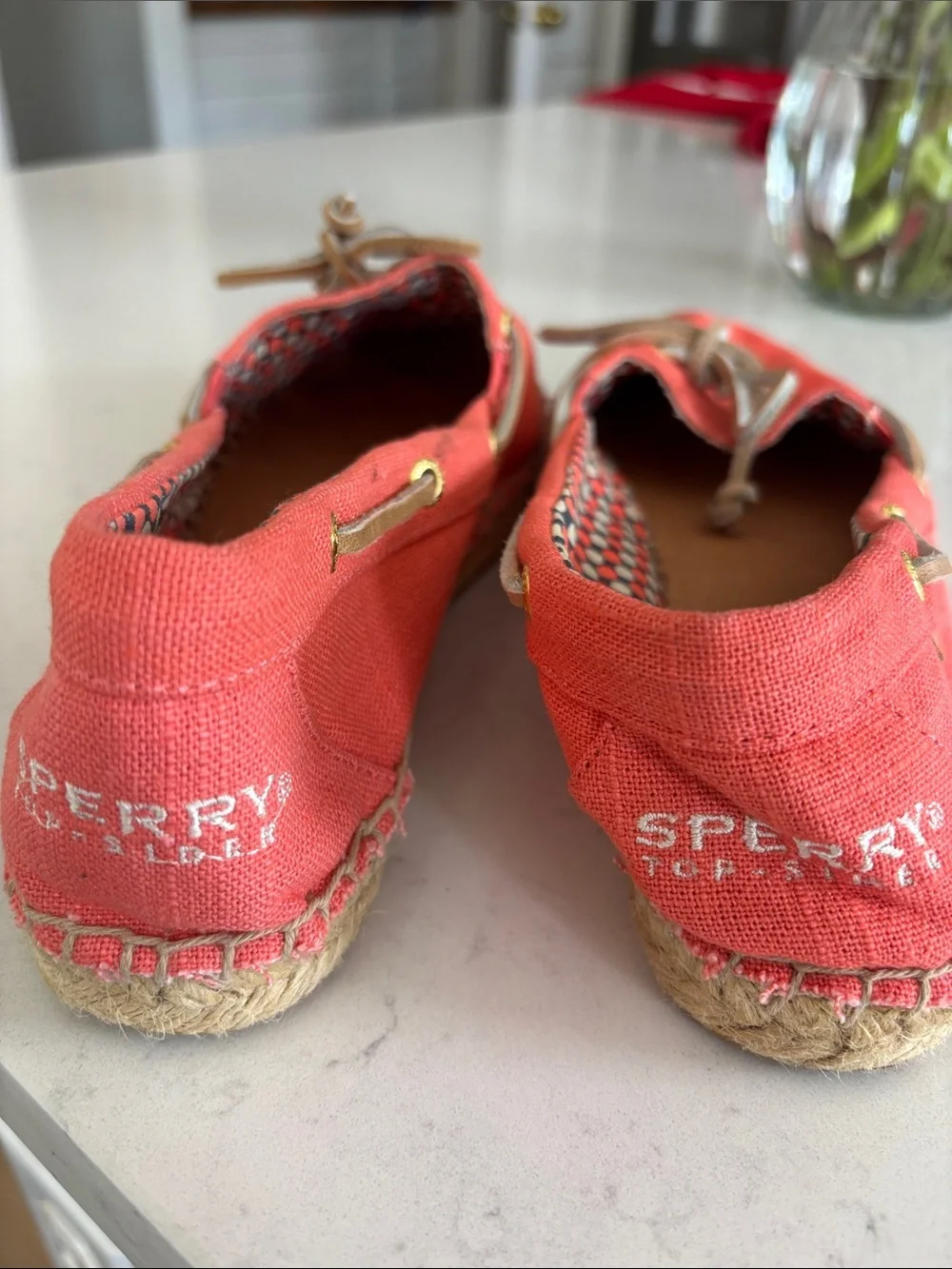 Sperry Salmon  Canvas Espadrille Boat Shoes -
